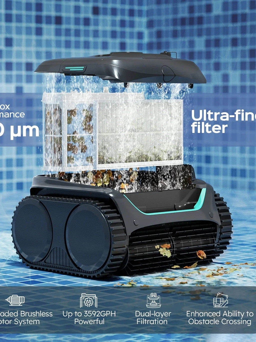 WYBOT C2 Cordless Robotic Pool Cleaner With App Control-3