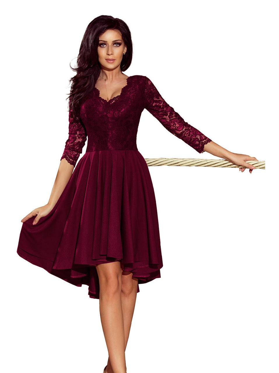 Numoco NICOLLE Dress Lace Neckline Plum