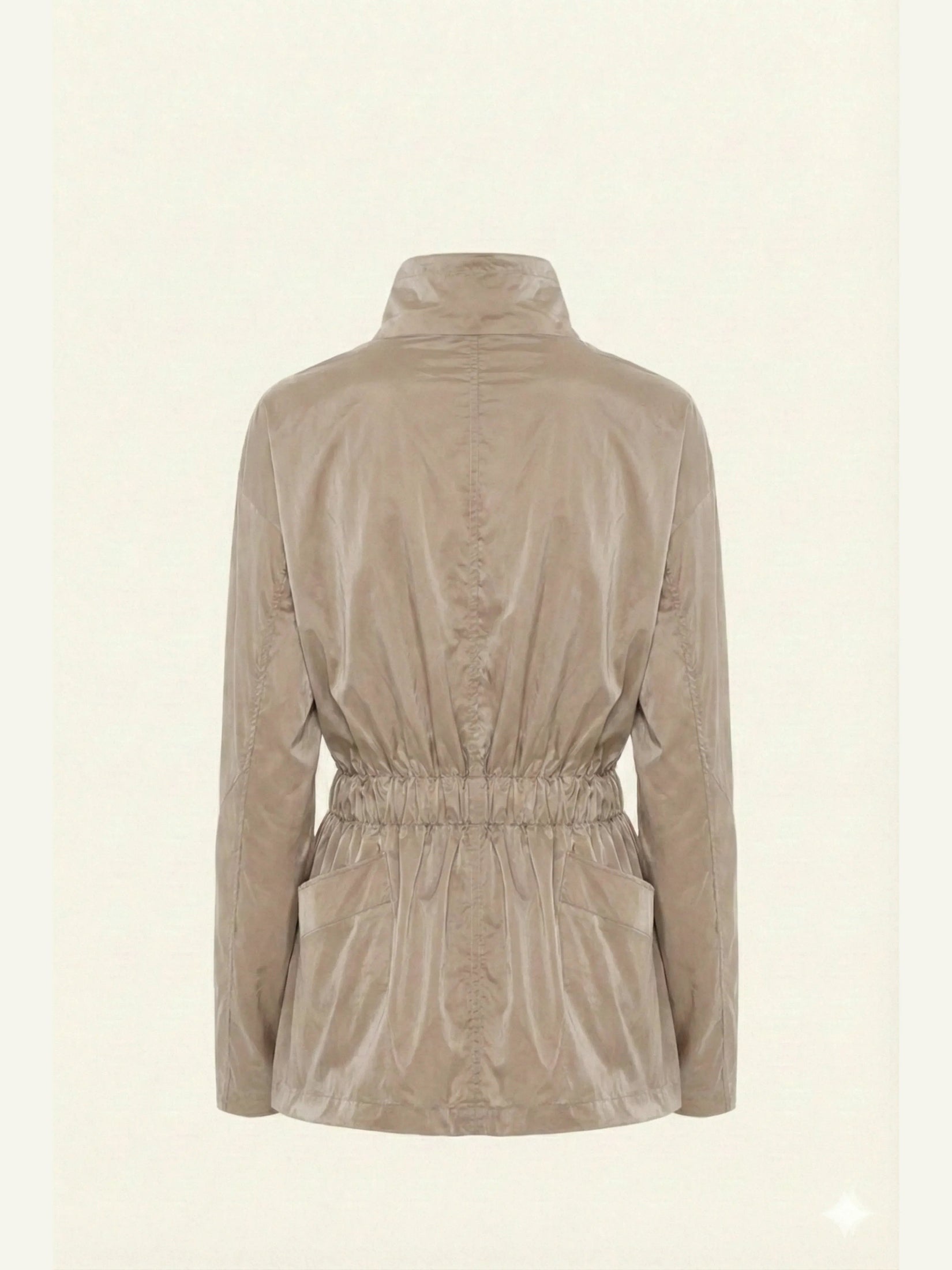 Single-Panel Cotton Windbreaker Beige