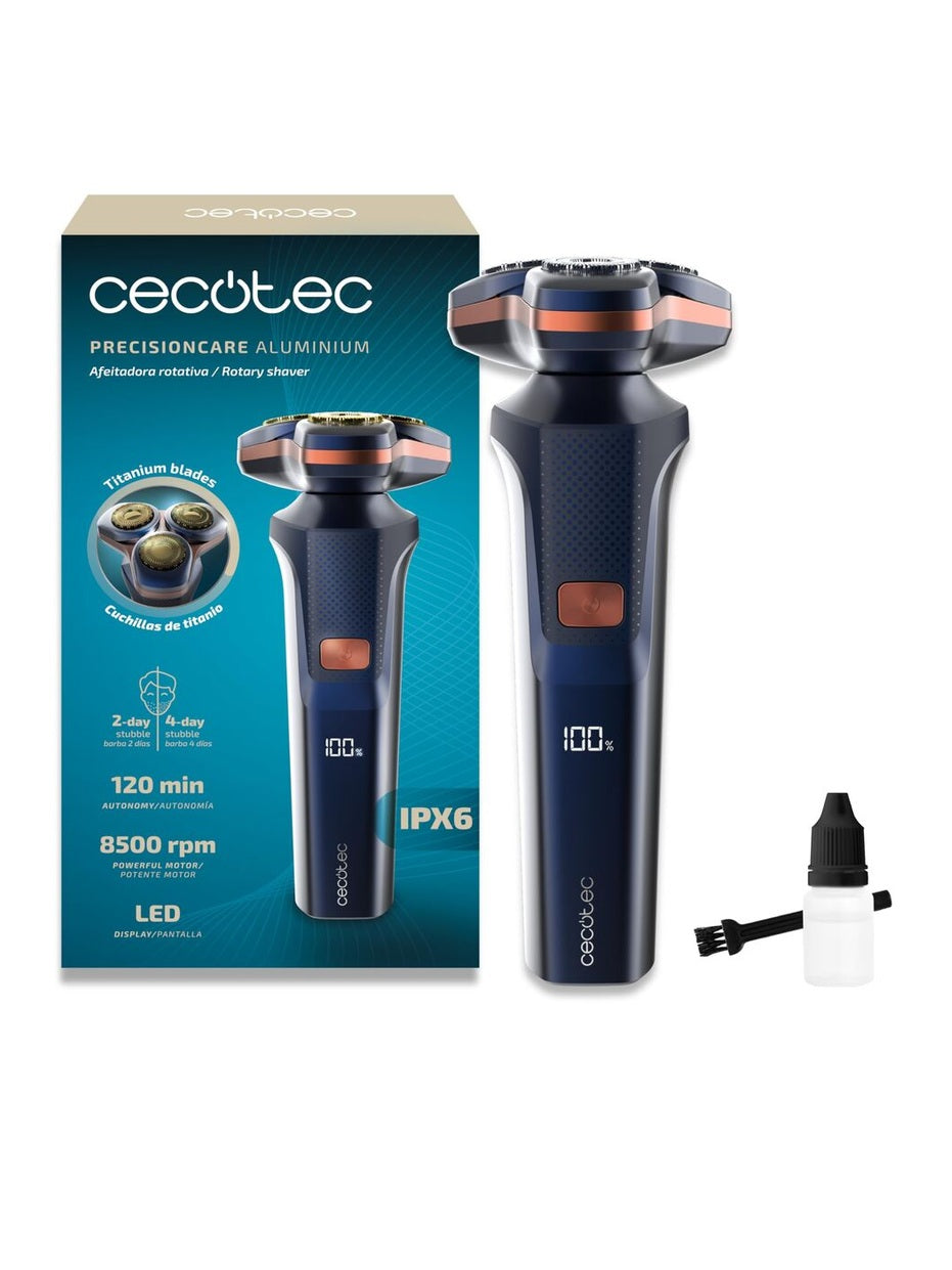 Cecotec PrecisionCare Aluminum Electric Shaver, titanium, 2 speeds, 2h battery