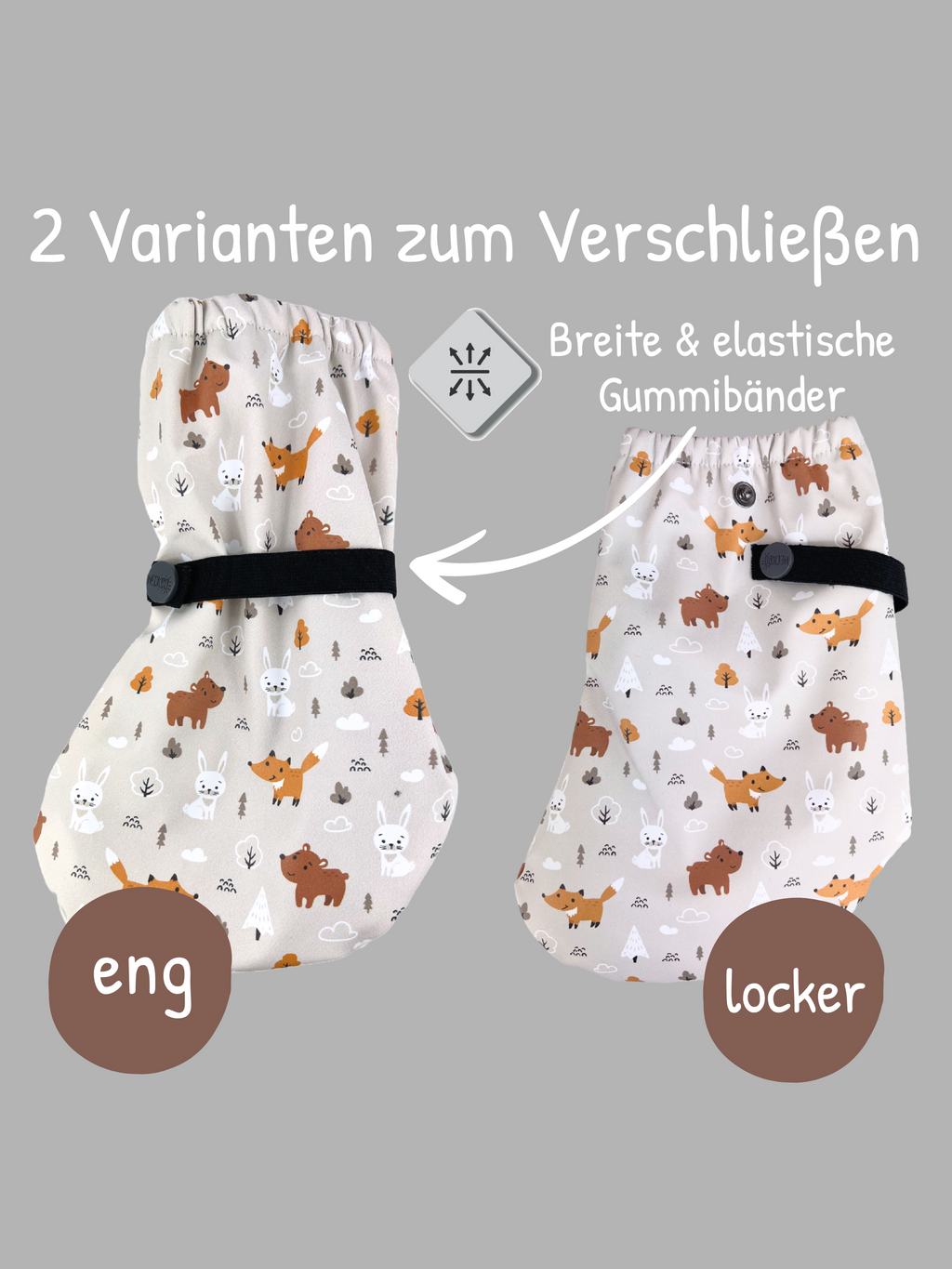 Füßlinge mit Vlies-Futter - Waldtiere-3