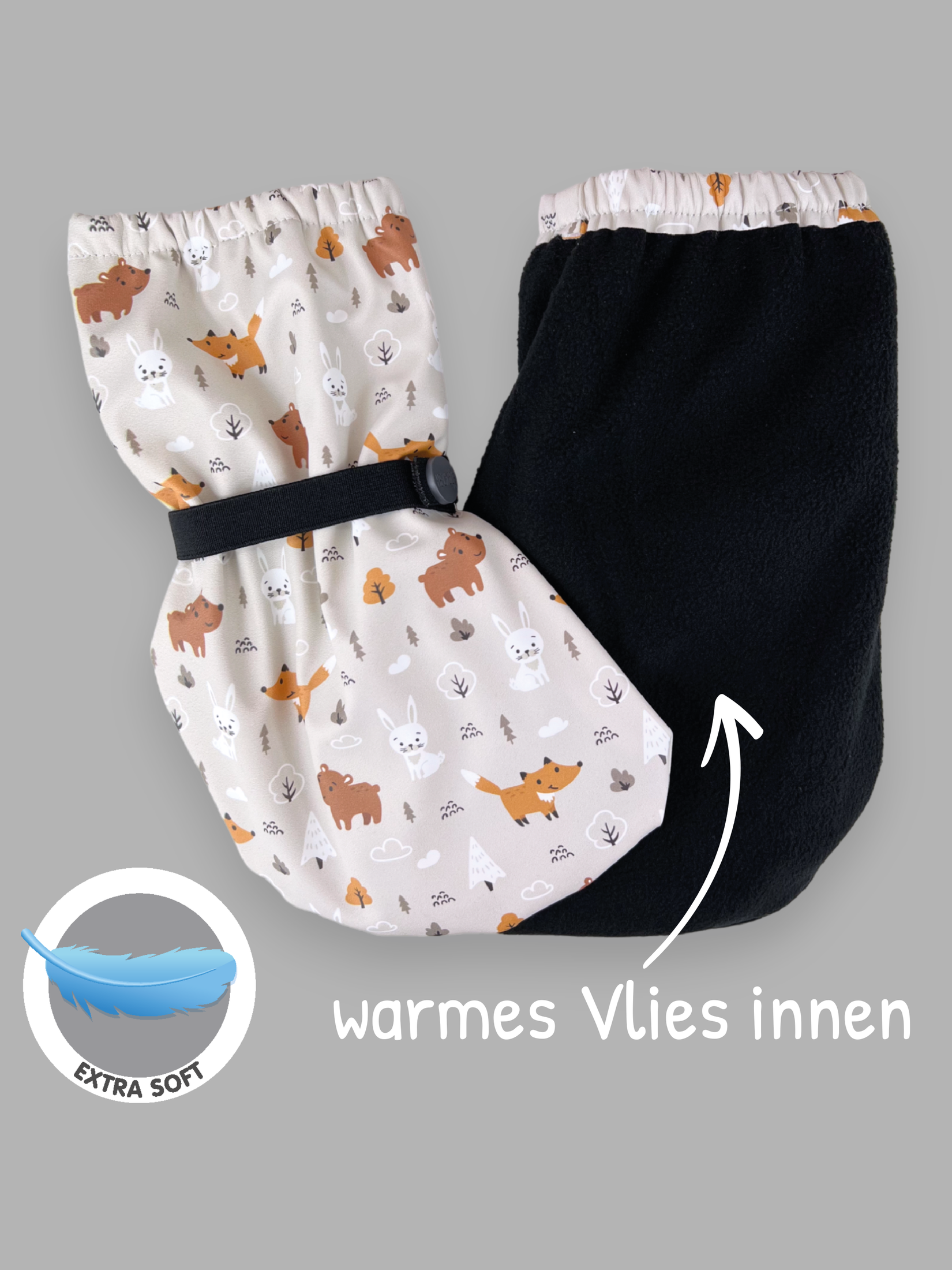 Füßlinge mit Vlies-Futter - Waldtiere-4