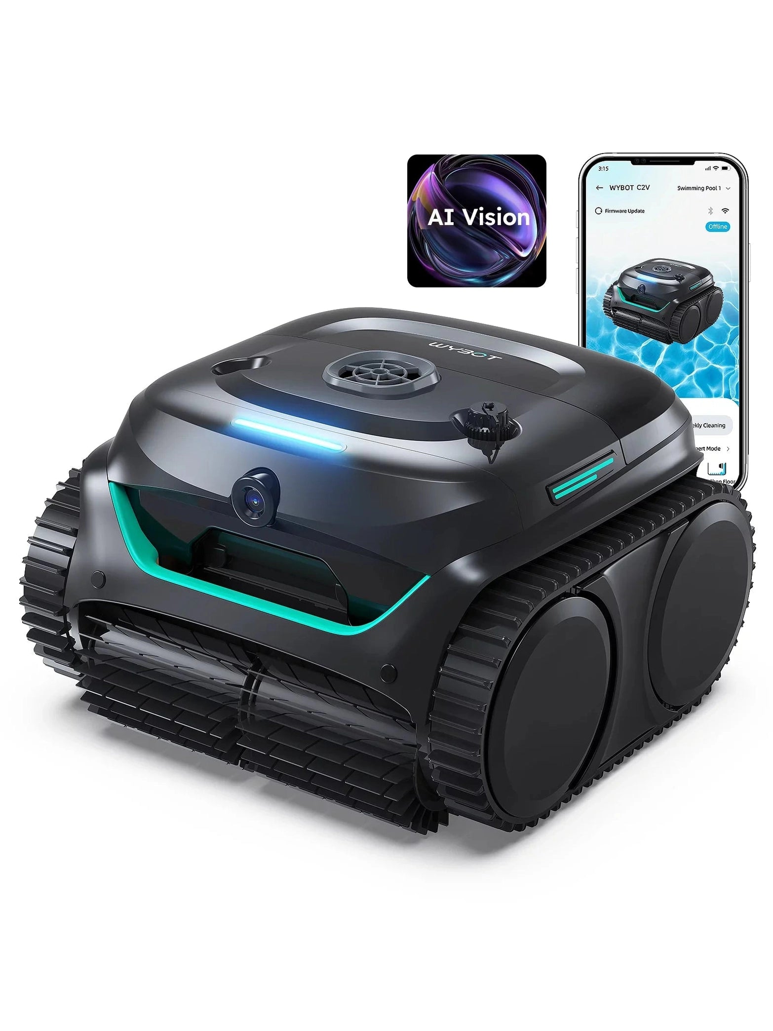 WYBOT C2 Vision Robotic Pool Cleaner Vacuum with AI Vision & Smart APP Control