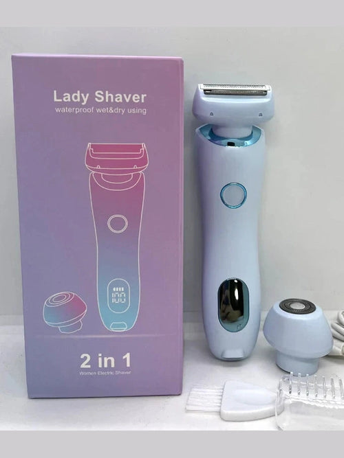 2-in-1 Electric Razor for Women Painless Bikini Trimmer & Hair Remover Blue