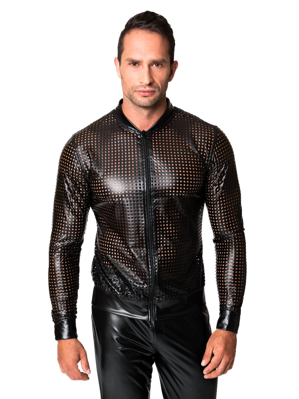 schwarze Powerwetlook Jacke H076 - 3XL-2