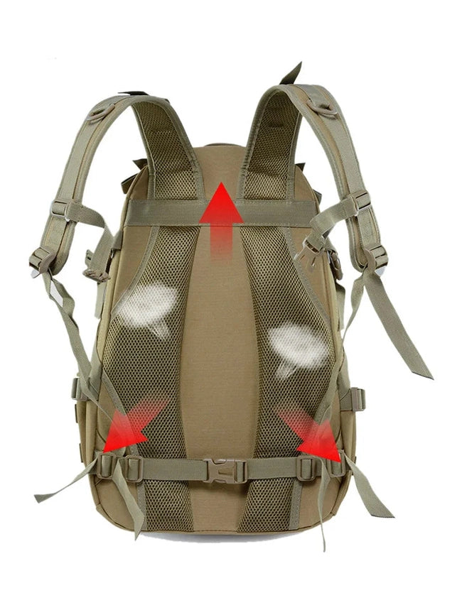 40L Tactical Camping Backpack Waterproof Molle Khaki-3