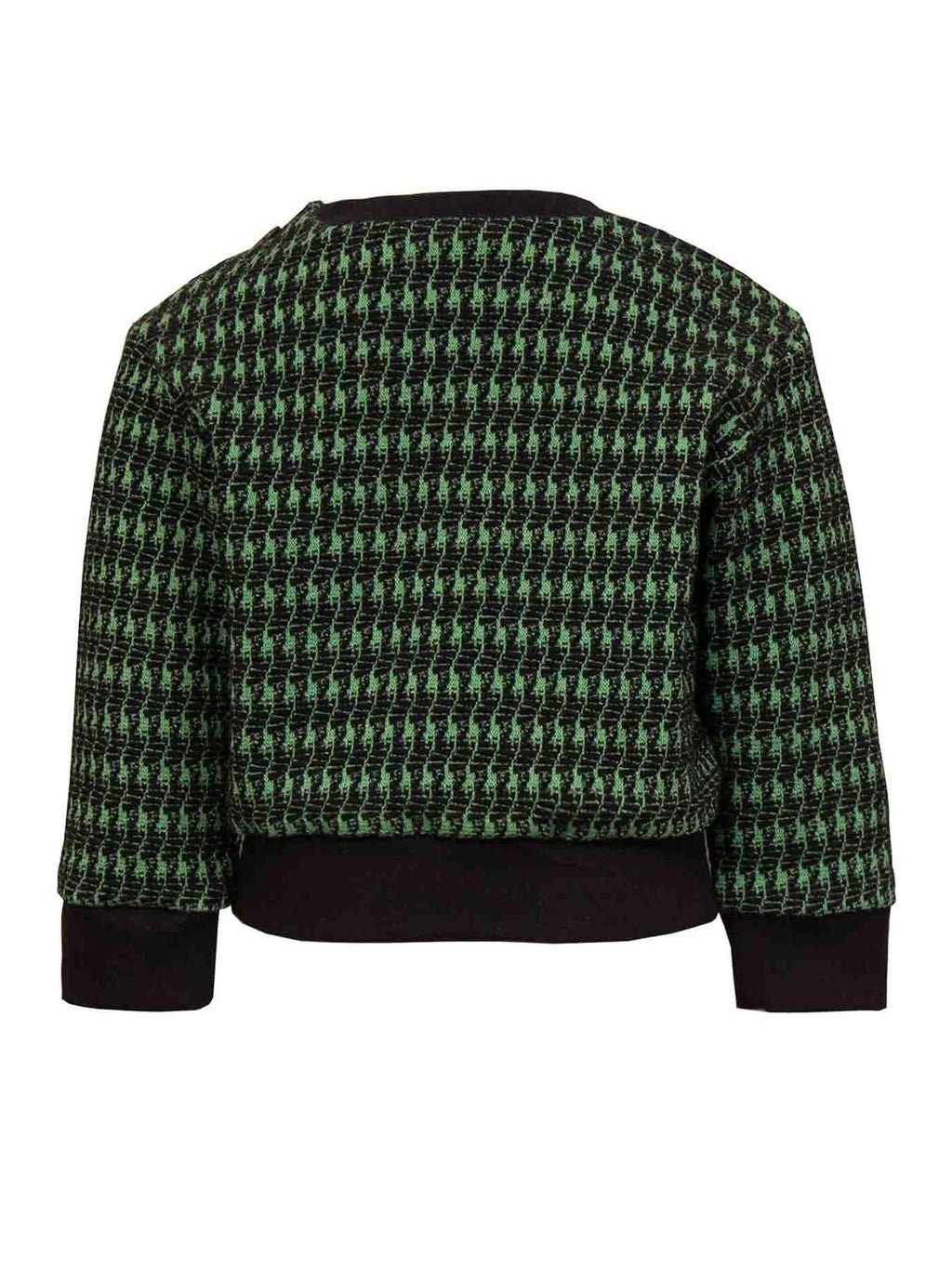 Black and green pied de poule Baby Sweatshirt with Dragon Appliqué
