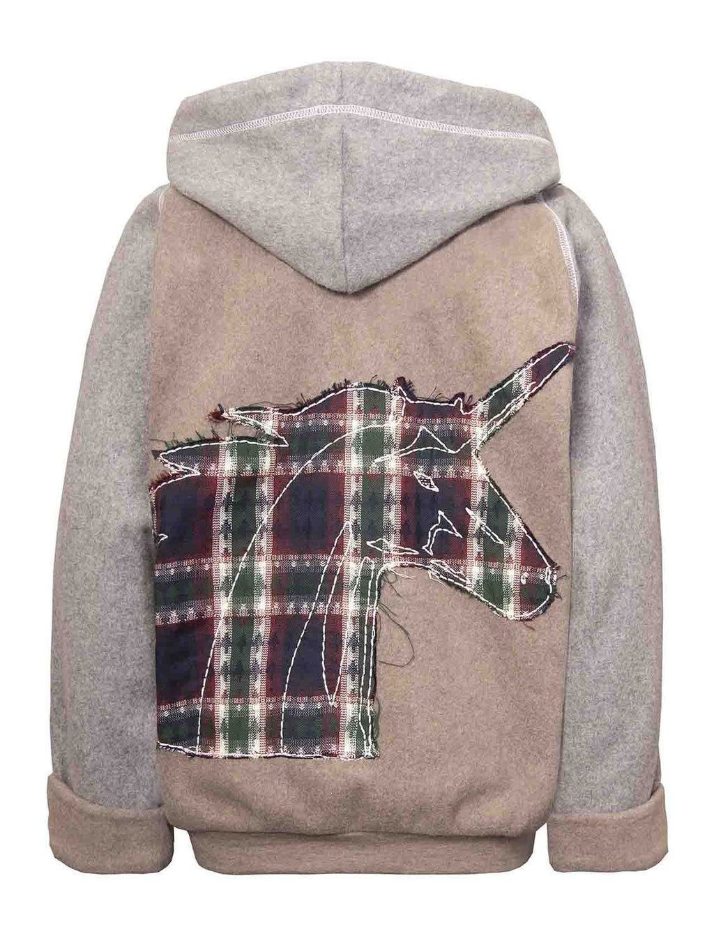 Beige Fleece Hoodie for Kids with Unicorn Applique