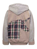 Beige Fleece Hoodie for Kids with Unicorn Applique