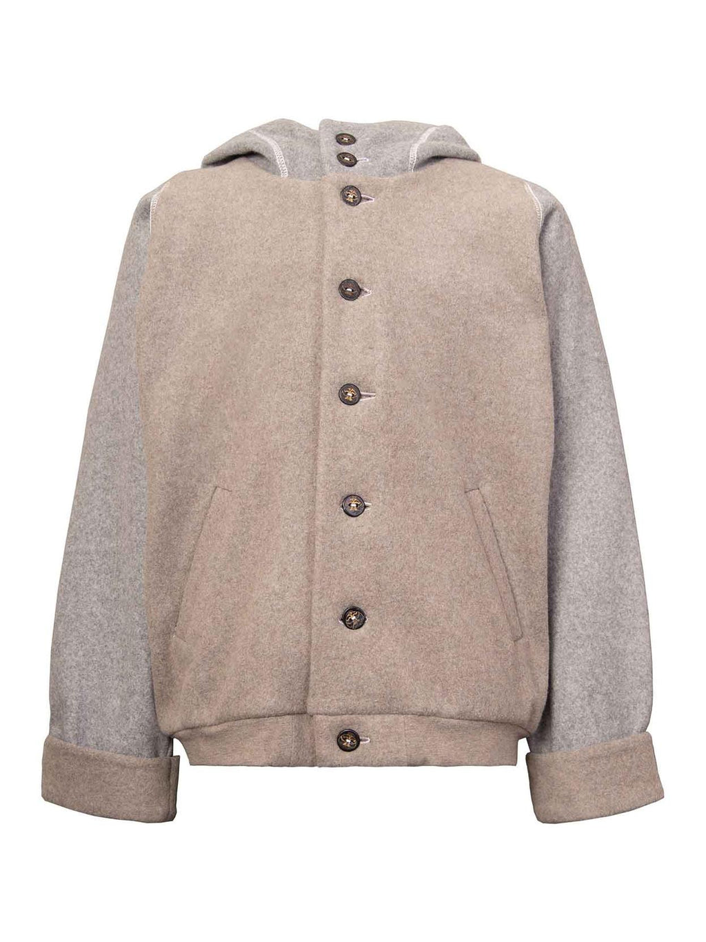 Beige Fleece Hoodie for Kids with Unicorn Applique