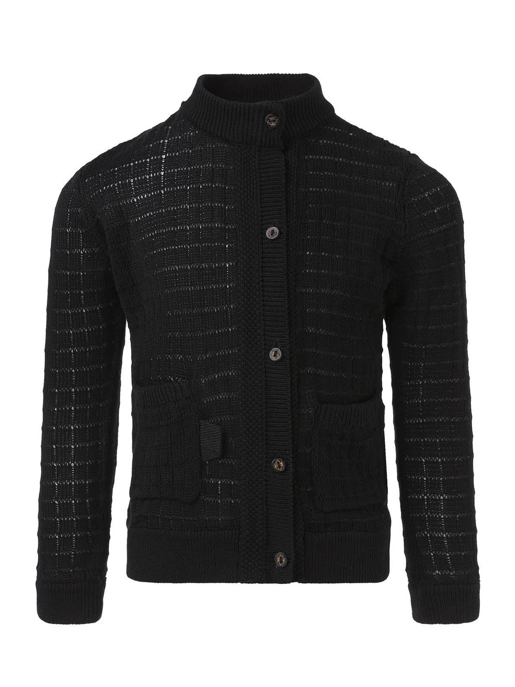 Balck Summer Cardigan with Front Buttons Fastening 