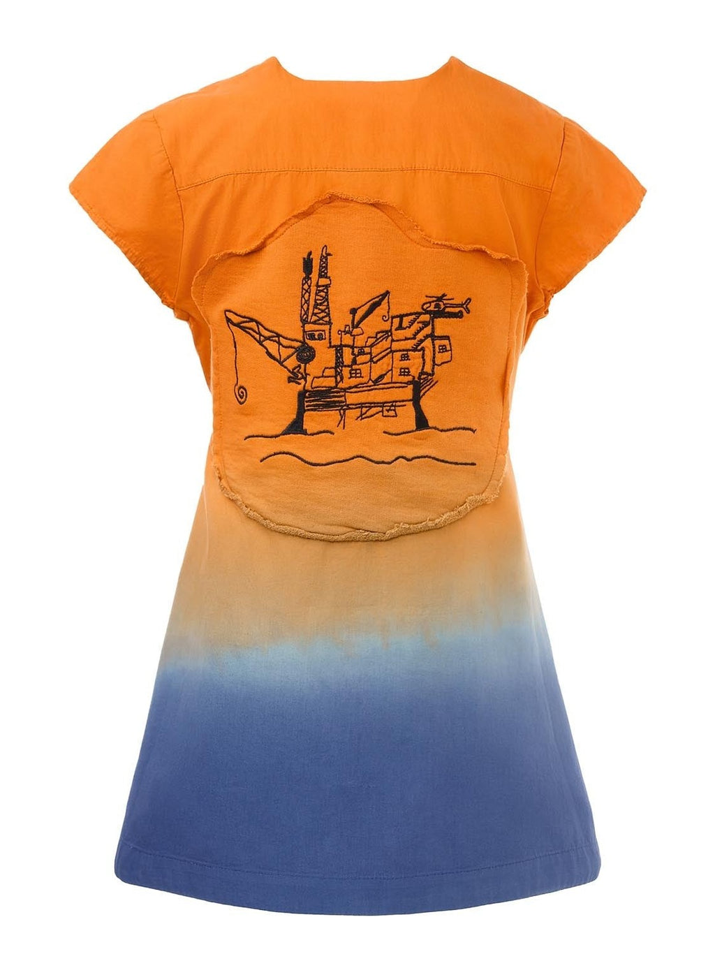 Dip Dye Wrap Dress with Embroidery