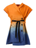 Dip Dye Wrap Dress with Embroidery