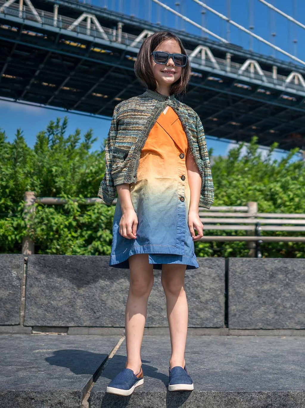 Dip Dye Wrap Dress with Embroidery