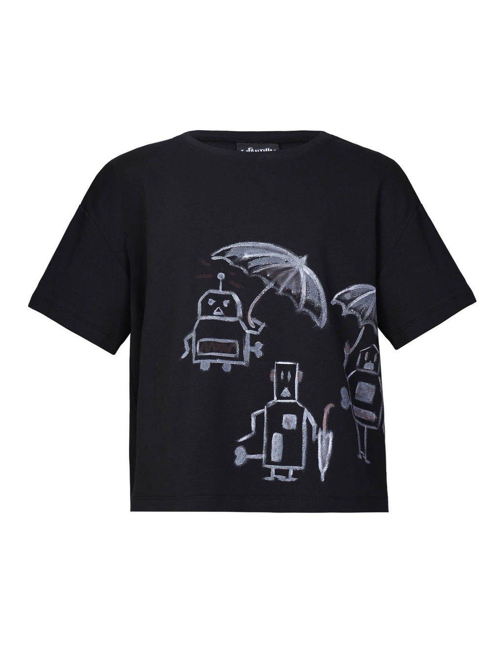 Hand-Painted Oversized Black T Shirt for Kids