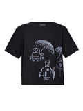 Hand-Painted Oversized Black T Shirt for Kids
