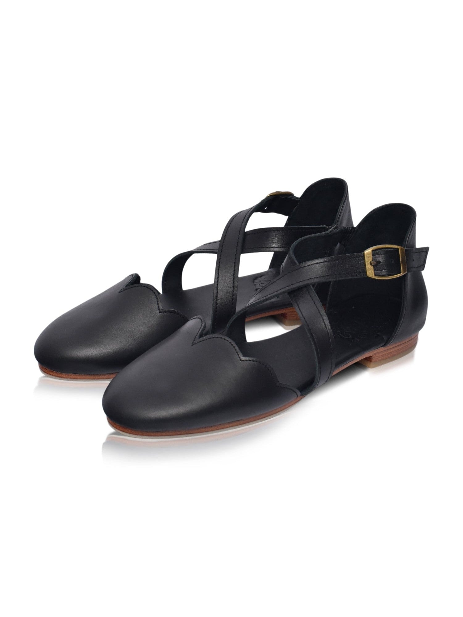 Mangrove Cross-Strap Leather Ballet Flats