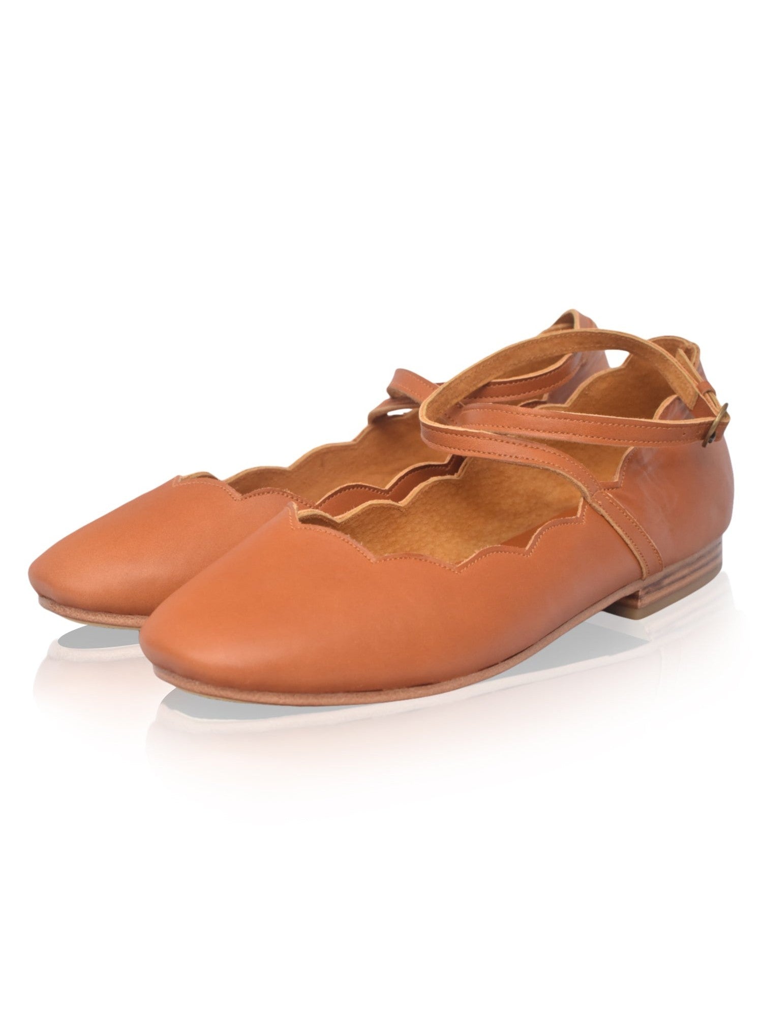 Myrelle Criss-Cross Leather Ballet Flats-2
