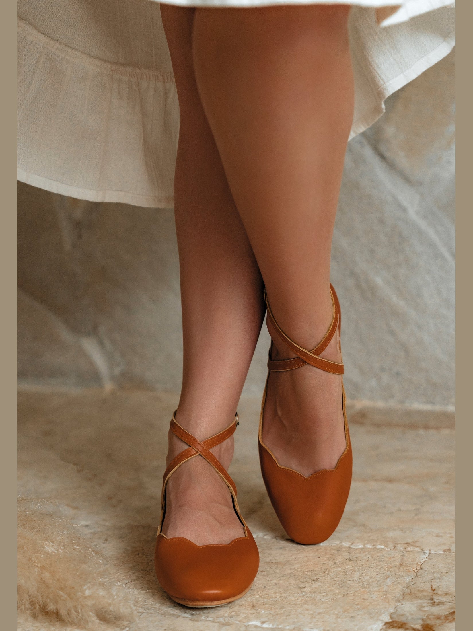 Myrelle Criss-Cross Leather Ballet Flats-0