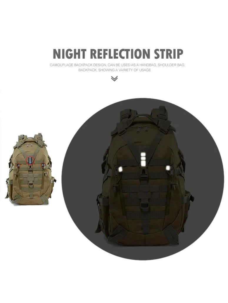 40L Tactical Camping Backpack Waterproof Molle Khaki-1