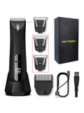 Men's Rechargeable Body Hair Trimmer with 2 Heads & LED Light Black