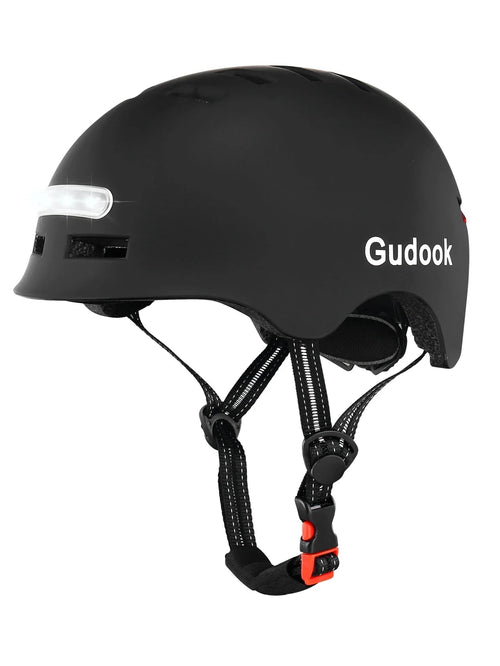 Bike Helmet with Front And Rear Rechargeable LED Lights Matte Black-0