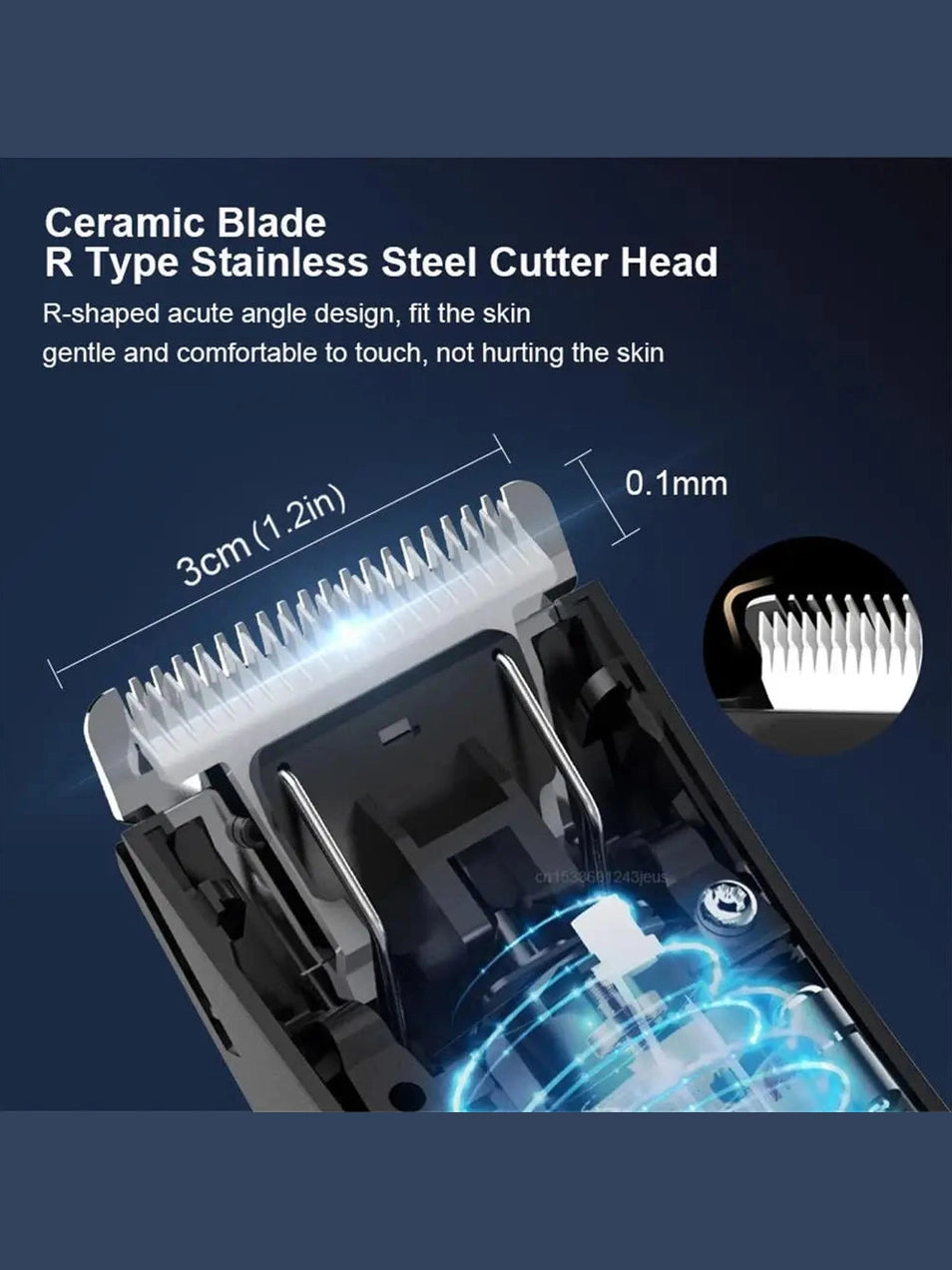 Men's Rechargeable Body Hair Trimmer with 2 Heads & LED Light Black
