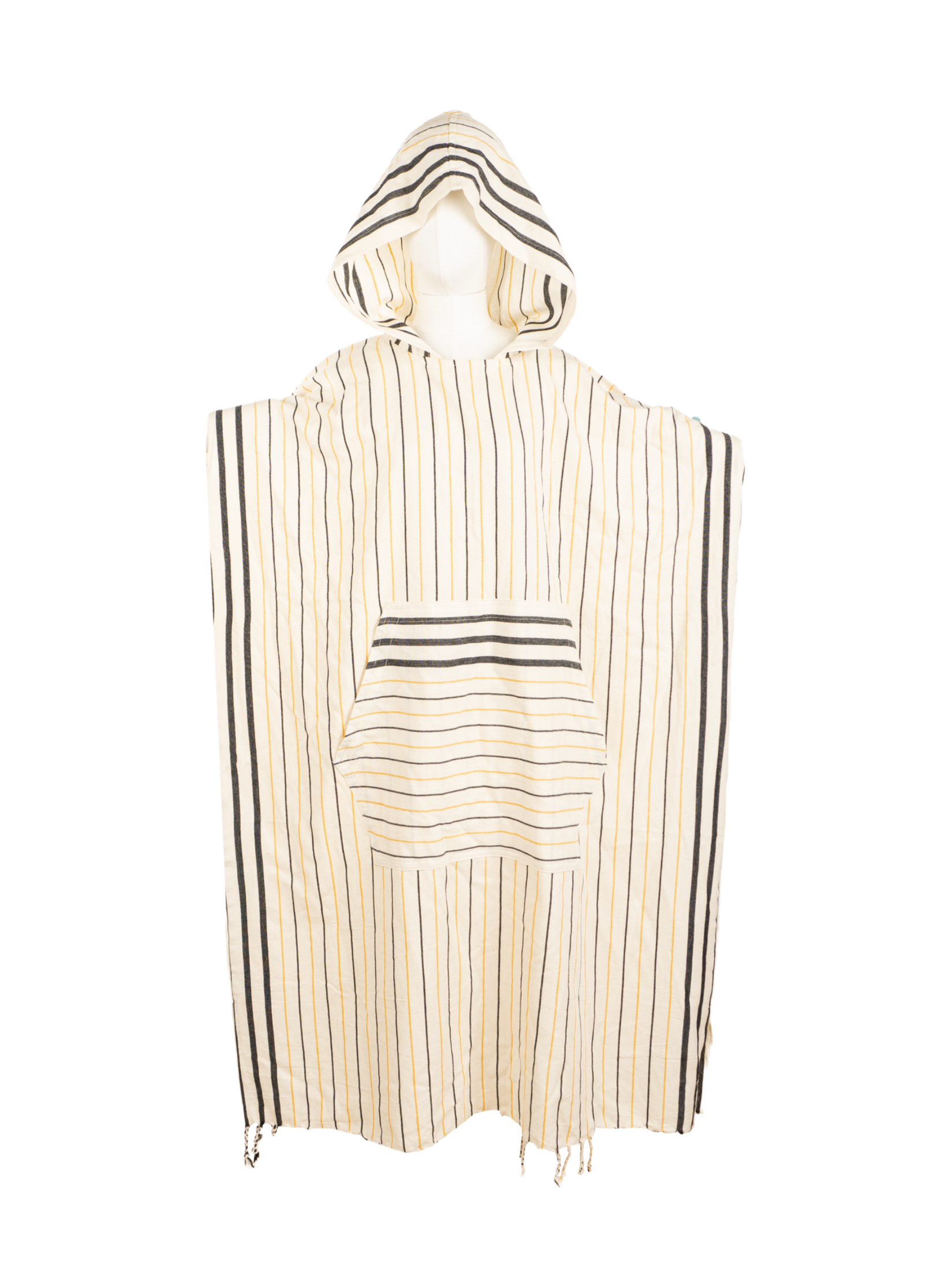 Men Hooded Beach Pool Spa Sauna Poncho Changing Towel - Stripe Yellow