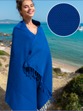 SAMOS Turkish Cotton Scarf Hammam Towel - Blue / Navy Blue 