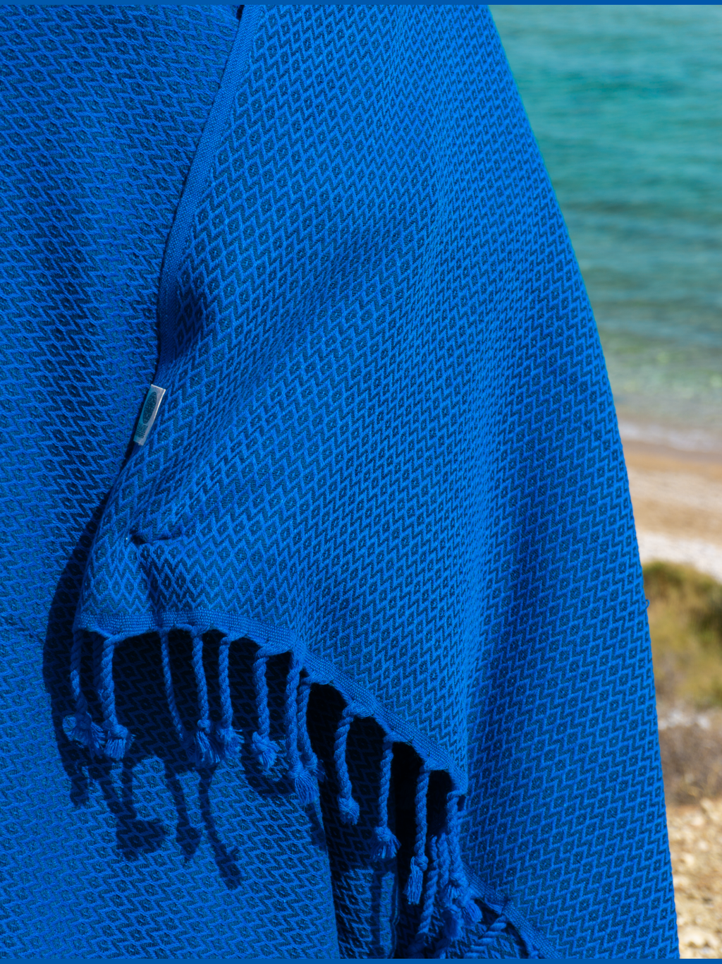 SAMOS Turkish Cotton Scarf Hammam Towel - Blue / Navy Blue 
