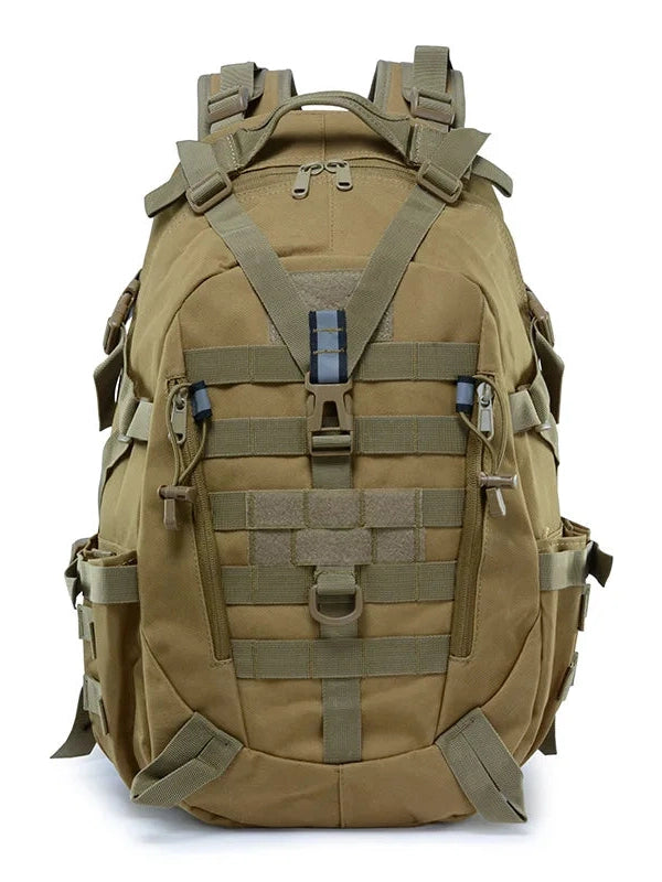 40L Tactical Camping Backpack Waterproof Molle Khaki-0
