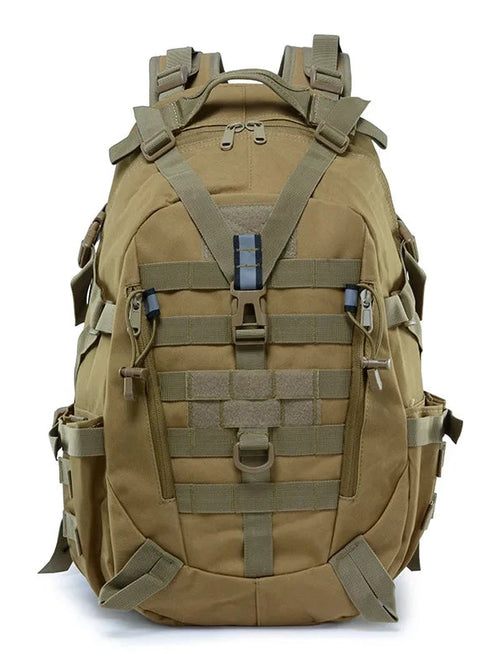 40L Tactical Camping Backpack Waterproof Molle Khaki-0