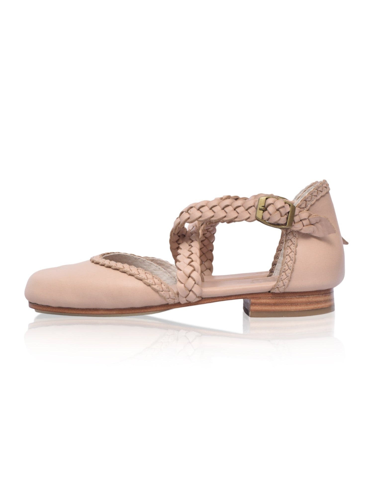 Tallulah Braided Criss-Cross Leather Flats-4