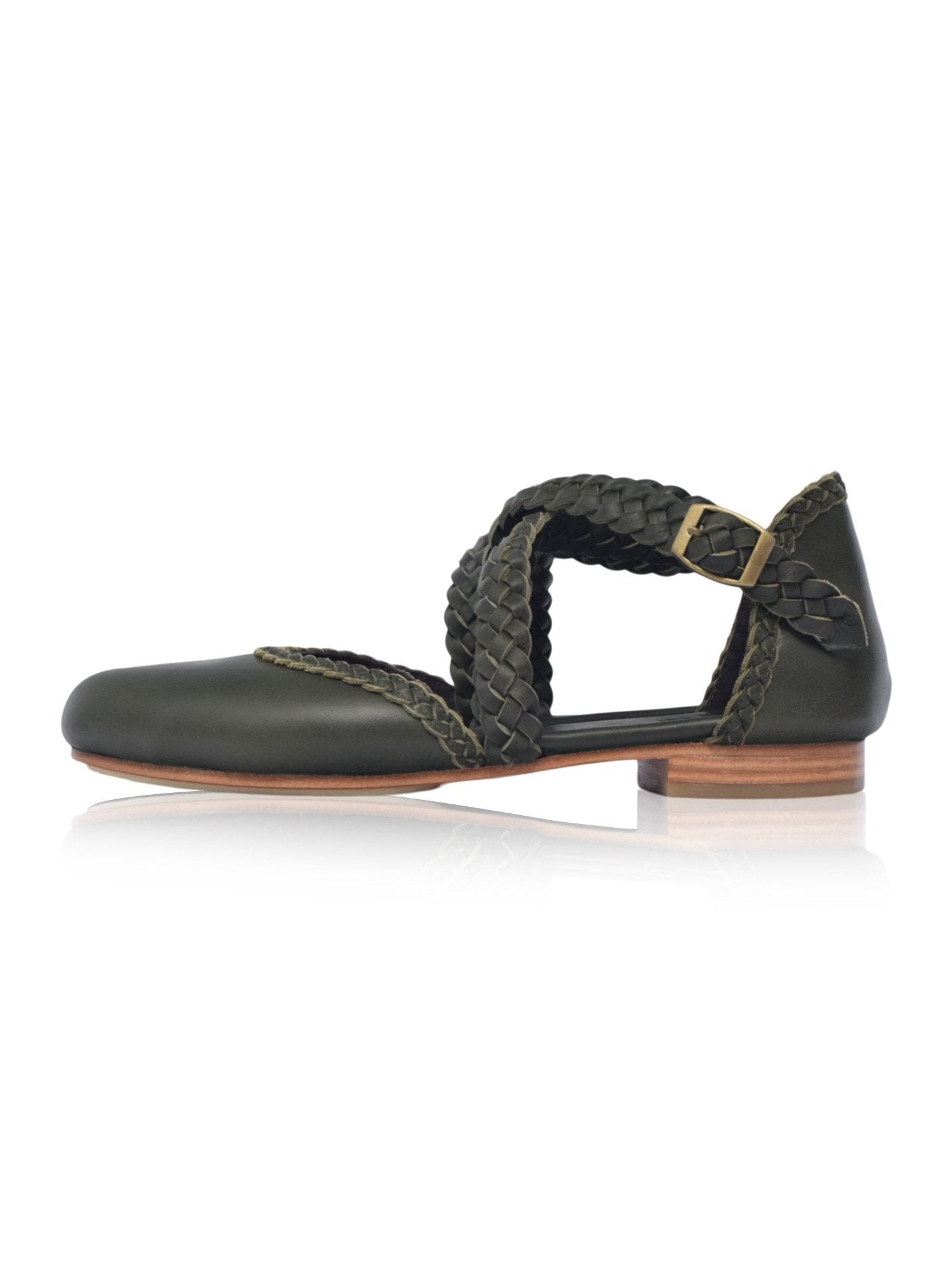 Tallulah Braided Criss-Cross Leather Flats-8