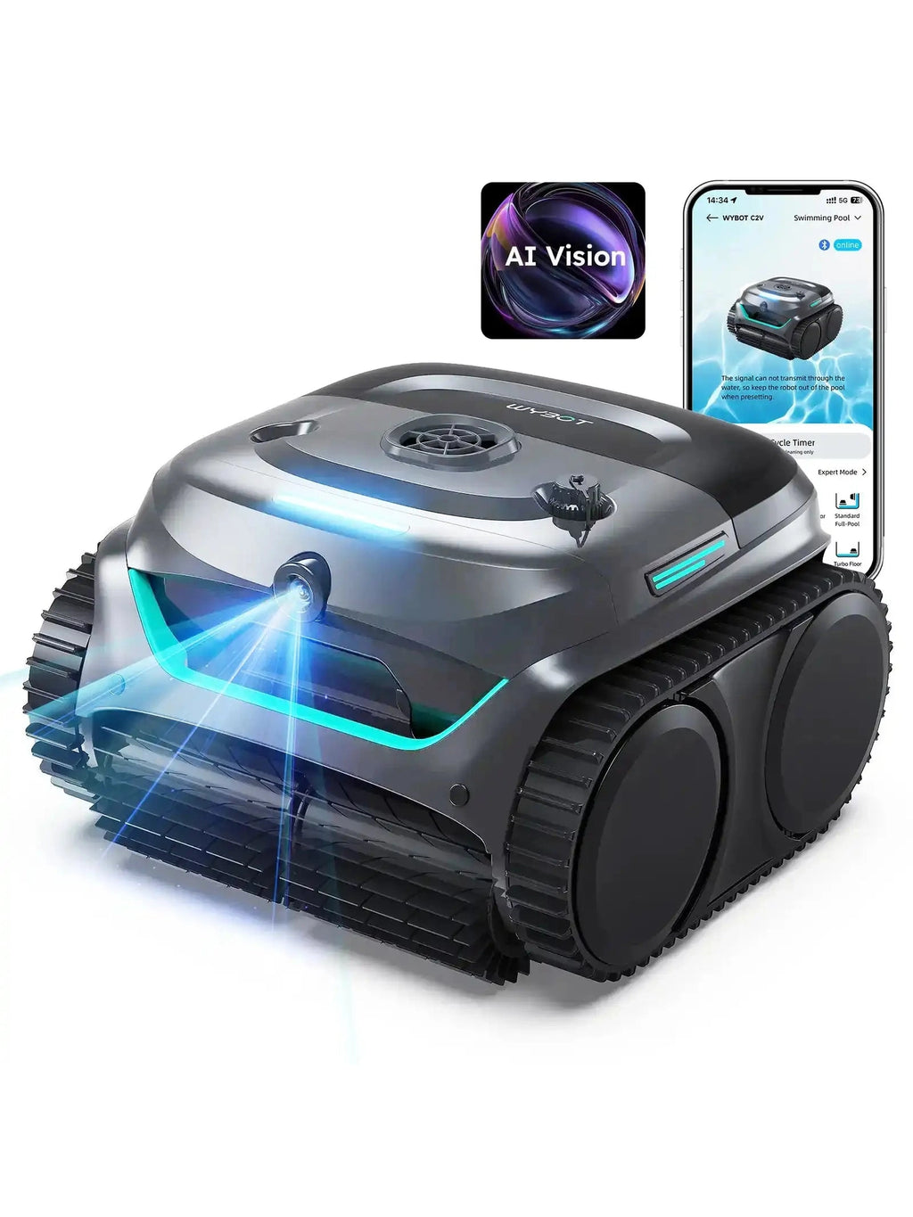 WYBOT C2 Vision Robotic Pool Cleaner Vacuum with AI Vision & Smart APP Control