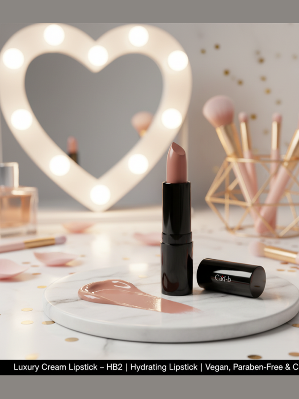 Luxury Cream Lipstick – Next to Nude – HB2 | Hydrating Nude Lipstick | Vegan, Paraben-Free & Cruelty-Free
