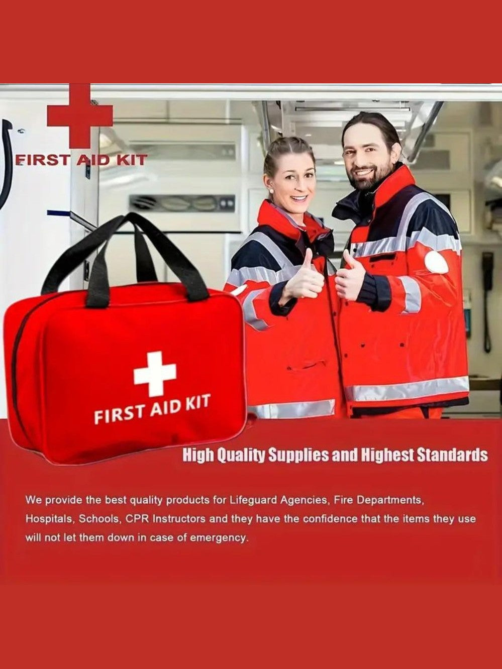 173pcs Large First Aid Kit: Portable Bag For Outdoor Hunting, Hiking, Camping And More - Including Emergency Supplies!