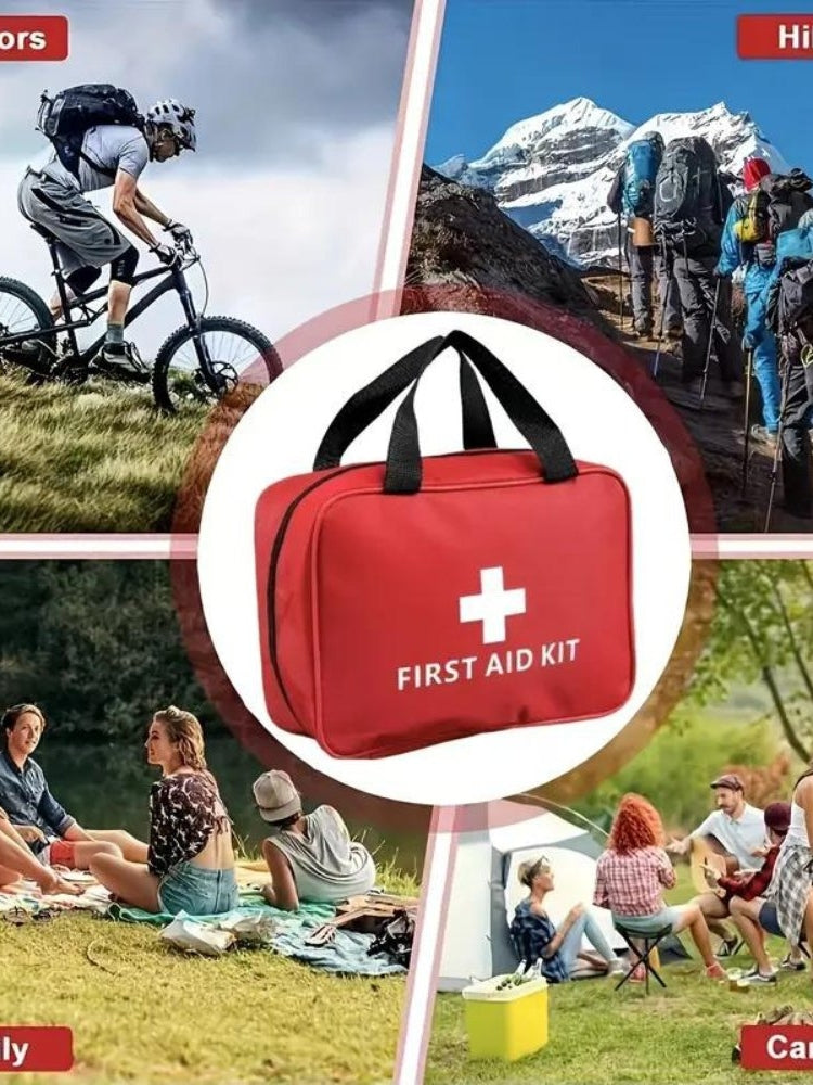 173pcs Large First Aid Kit: Portable Bag For Outdoor Hunting, Hiking, Camping And More - Including Emergency Supplies!